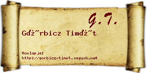 Görbicz Timót névjegykártya